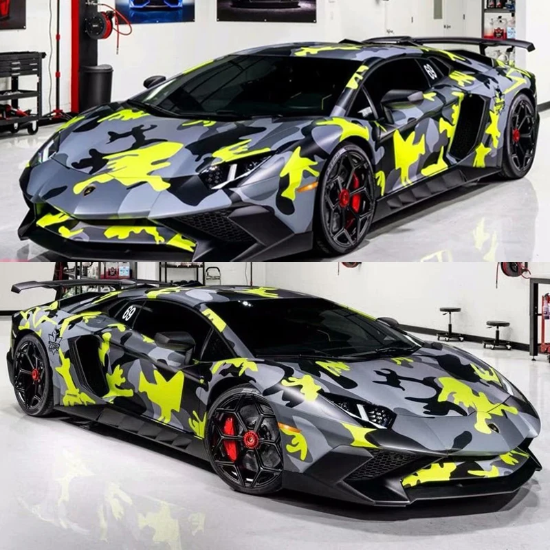 Special Price ORINO ZWART GRIJS Citroengeel Vinyl Film Auto Sticker Camo Wrap AIR GRATIS BUBBLE Motorfiets Vrachtwagen Voertuig Full Body Wrapping wraps