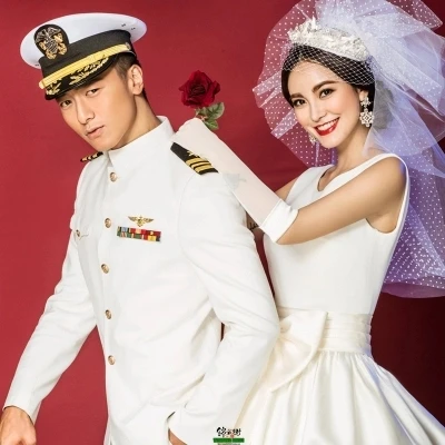 

Navy uniform suit (Jacket+Pants) Uniforms Army Costume Party Cosplay Stage Performce Flat Navy Military Dress For Adult Men