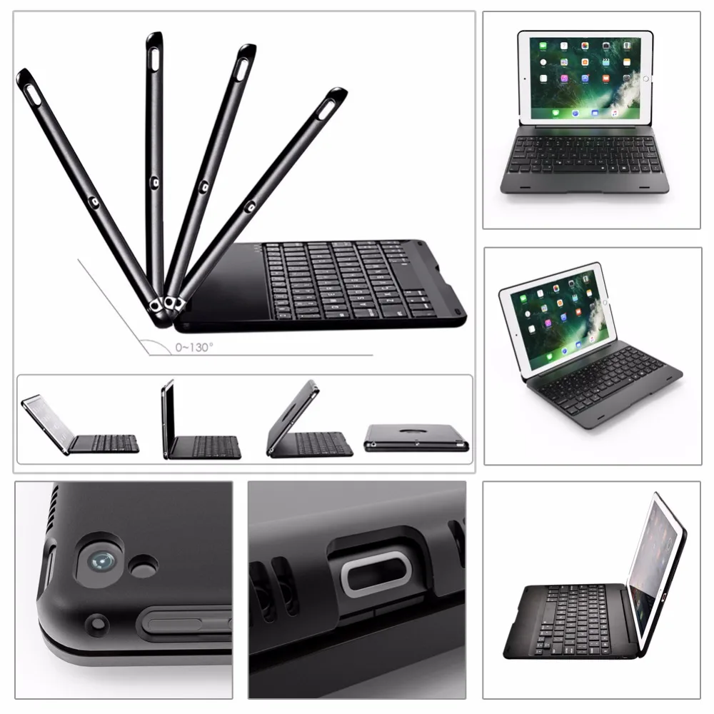 

Hot Flip Keyboard Cover for Apple New iPad 9.7 2018 Generation Wireless Bluetooth 3.0 Keyboard Case for iPad Air 1 2 9.7 Pro 9.7