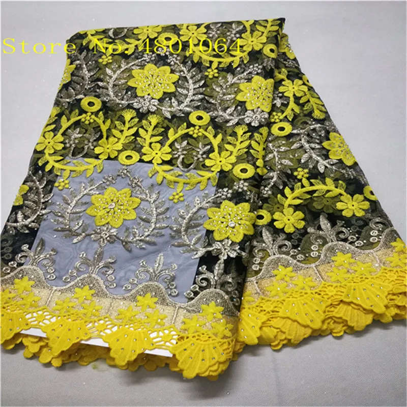 

Yellow African Lace Fabric 2019 High Quality Lace African Guipure Cord Lace Embroidery Nigerian Wedding Stone Lace Fabric