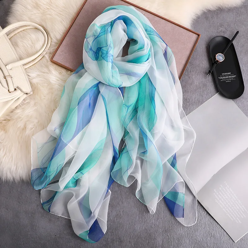 Летние шали и палантины большого размера, женский шарф с принтом, шелковые шарфы, Дамская Пашмина бандана, пляжные палантины, дизайнерский хиджаб - Цвет: C30