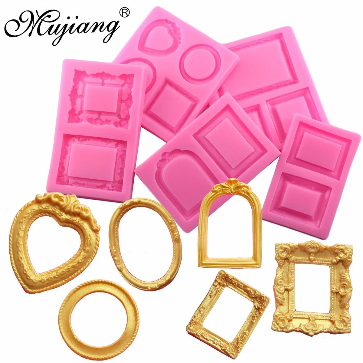 

Mujiang 5 Style Frame Cake Silicone Mold Cake Border Fondant Cake Decorating Tools Candy Fimo Clay Chocolate Gumpaste Molds