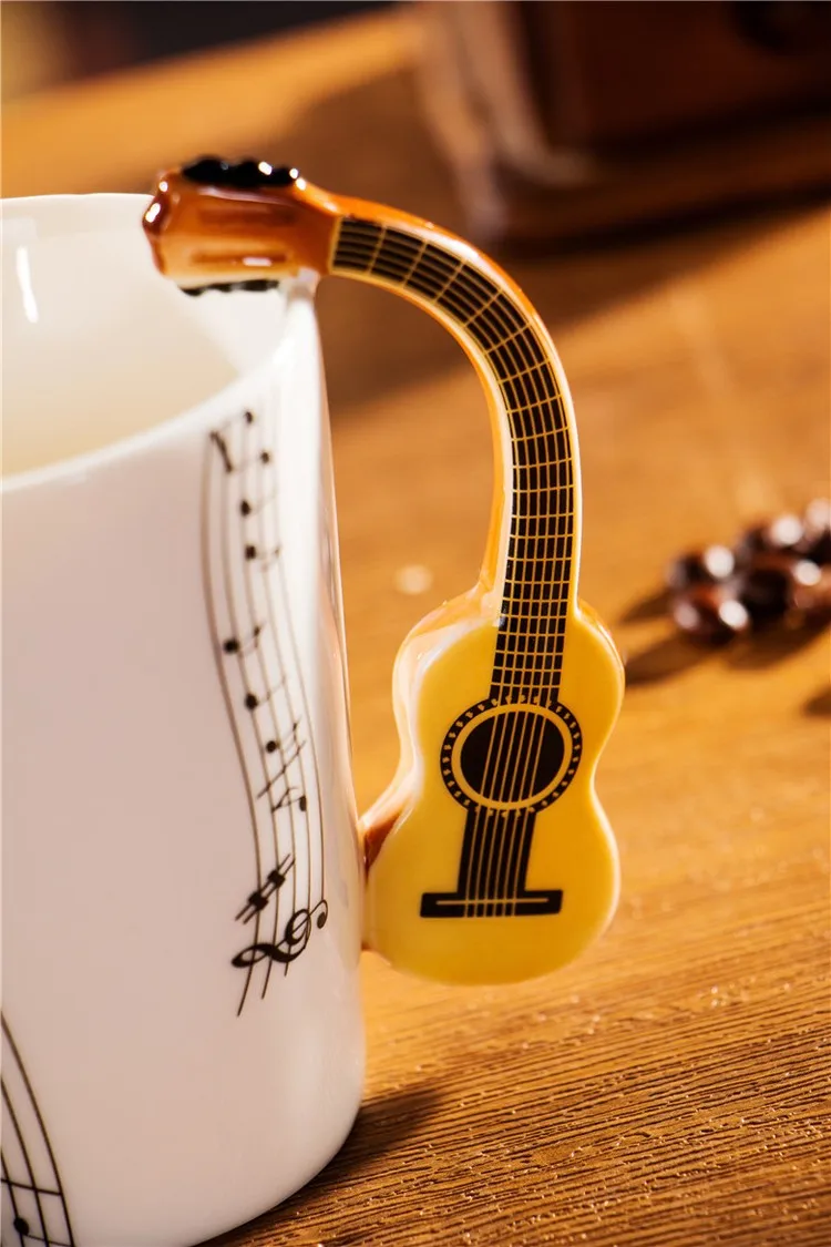 Creative Acoustic Guitar Ceramic Mugs & Cups Personality Music Note Milk Coffee Tea Cups Home Office Mugs Drinkware Novelty Gifts (5)