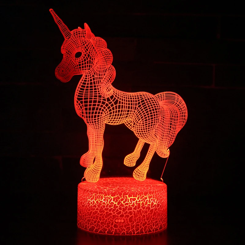 

Creative Night Light 3D Horse Model LED Lamp 7 Colour Changeable Lamp Touch Sensor Base Switch For Bedroom Lighting Holiday Gift