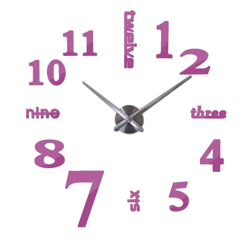 Новая мода diy наклейки на стену часы Акриловые кварцевые материал украшение дома гостиная современный стиль художественные наклейки - Цвет: pink