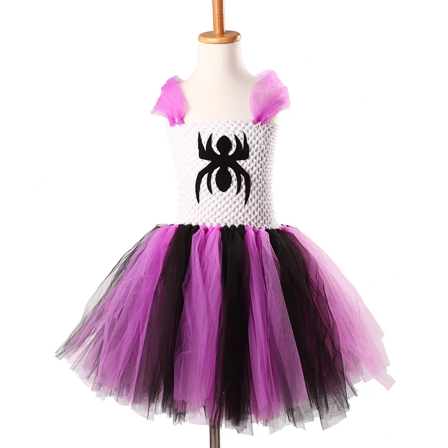 Kids Spider Pattern Tutu Dress Children Cosplay Halloween Christmas Costume Baby Girls (9)