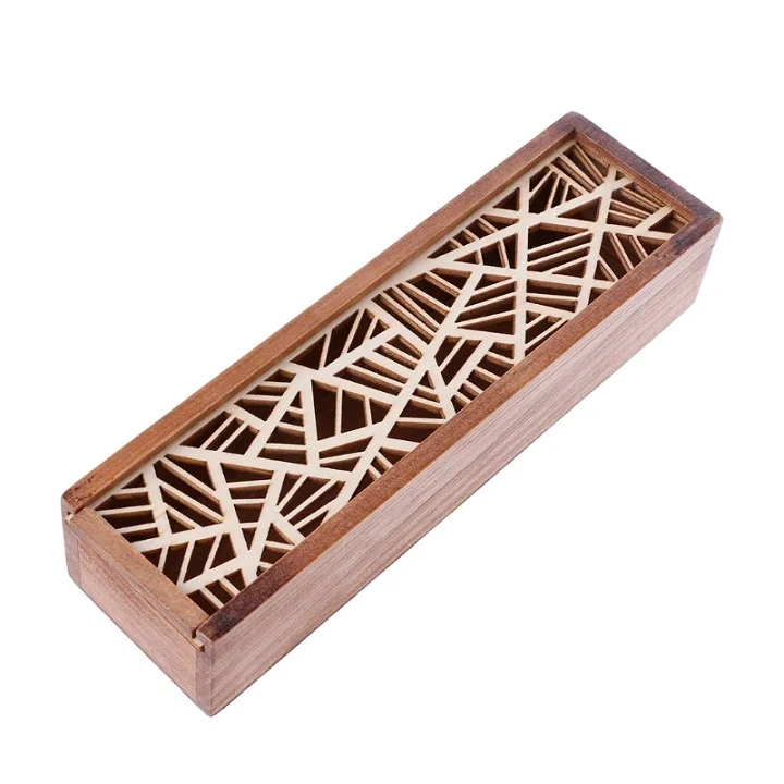 Ретро деревянные канцелярские принадлежности чехол выдалбливают коробки Настольный карандаш органайзер для хранения - Цвет: 4
