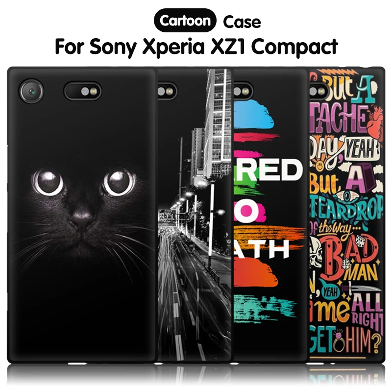 Чехол для телефона EiiMoo Sony Xperia XZ1 Compact черный матовый силиконовый чехол с милым