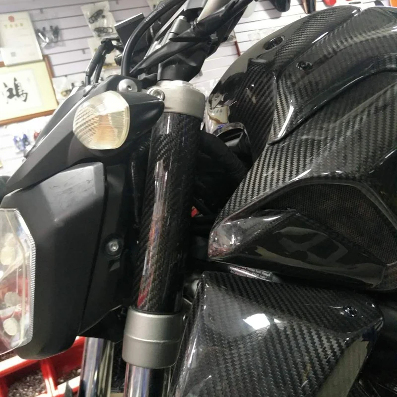 Motorcycle Real Carbon Fiber Front Fork Tube Slider Cover For YAMAHA MT-07 FZ-07 MT07 FZ07 MT 07 2014-2017 100% Brand New (5)