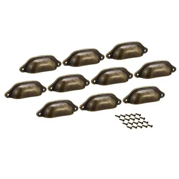 

10 Pack cup Drawer Pull Kitchen Cabinet Handles Bronze Tone, 83mm Hole Centers