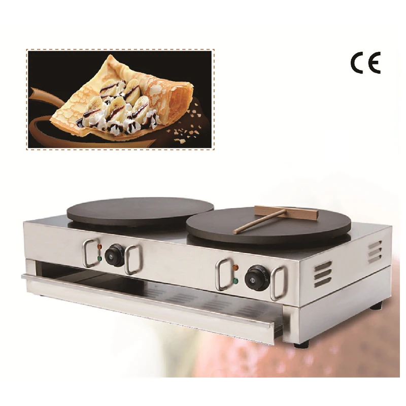 

NP-594 Commercial double head crepe machine automatic crepe maker baking pan maquina crepera el ctrica electric crepe maker