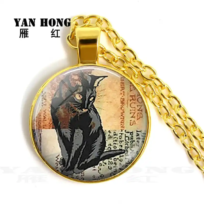 Keep calm, love cat 25 мм ожерелье со стеклянными кристаллами подарок кота, ручная работа-подарок на день рождения друга