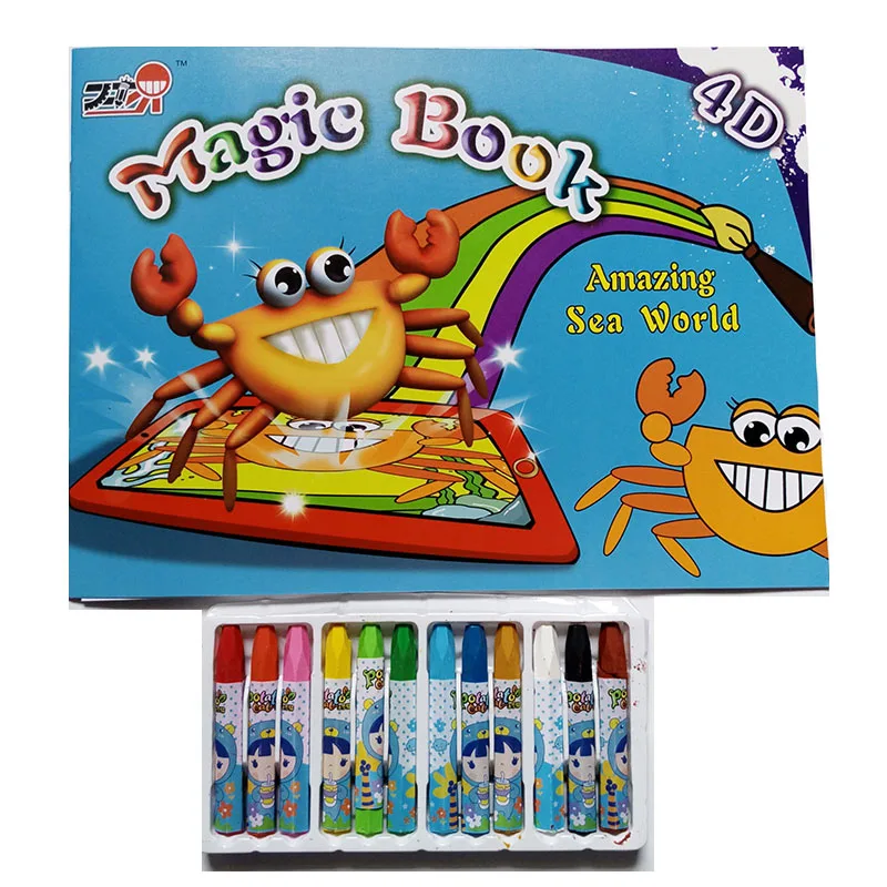 

Amazing Sea World 4D Magic Book Paint Learning Notebook Coloring Notebook Kindergarten Gifts Toys for Kids