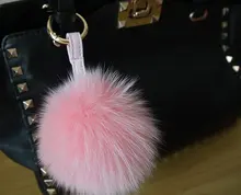 Fox Fur Pompom Keychains Fluffy Bag Charm Light Pink/fuchsia/black/white/gray/green/purple Handmade Furry Keyrings