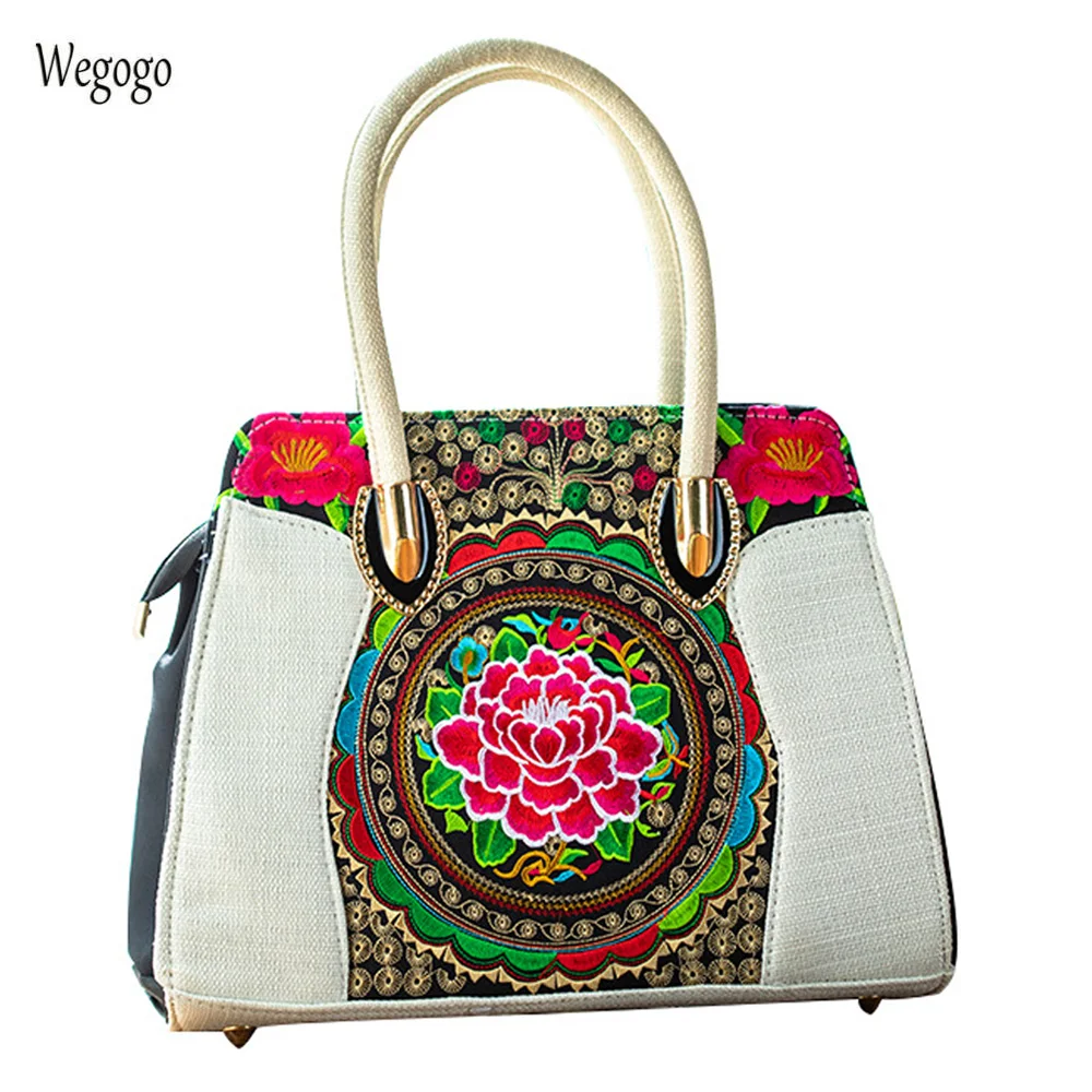 

Vintage Embroidery Women Handbag Canvas Flower Embroidered BohoTotes Beach Travel Bags Crossbody Bolsos Mujer Woman