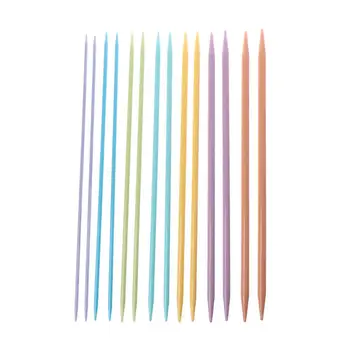 

7Pairs 14Pcs In 7Sizes Multi-Color Plastic Knitting Needles Set Double-Pointed Knitwear DIY Tools Wool Weave Craft