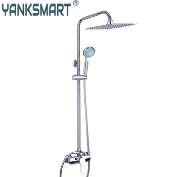 

bathroom LED Polished Chrome Waterfall Rain Shower Faucet & Hand Shower Wall Mounted Bathroom Faucet And Shower Set PY54108-D02