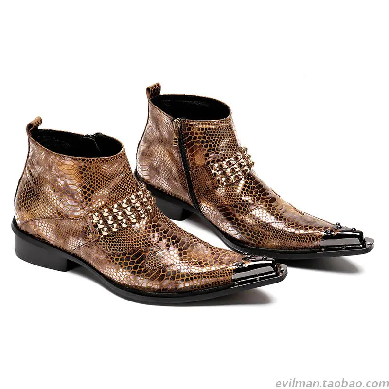 Botines hombre, черные с шипами, со стальным носком, натуральные кожаные военные ботинки, мужские ковбойские ботинки с металлическим украшением
