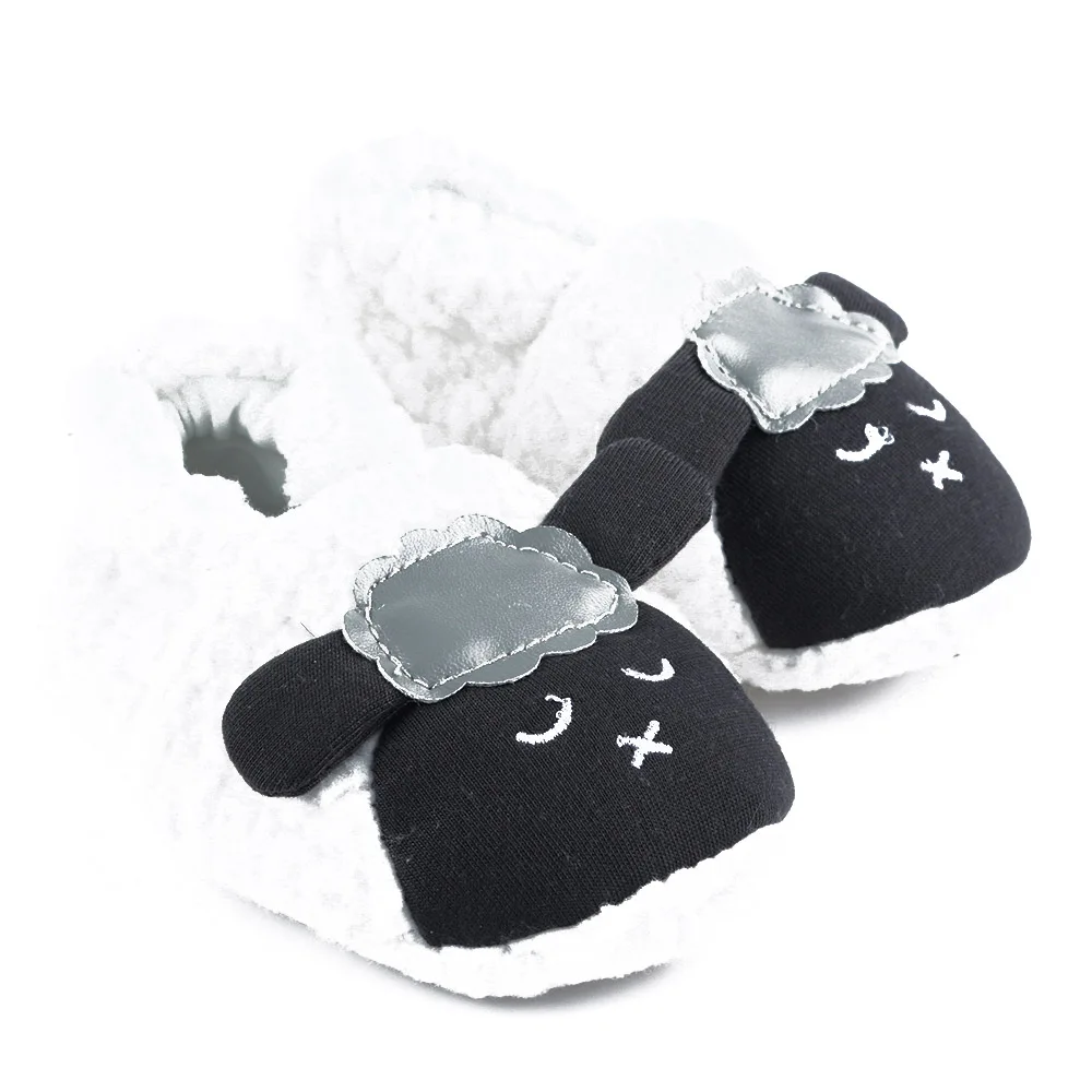 0-12M Baby Boys Girls Lovely Cartoon Sheep Floor Shoes Winter Warm Plush Booties Infant Soft Slipper Crib Shoes First Walkers