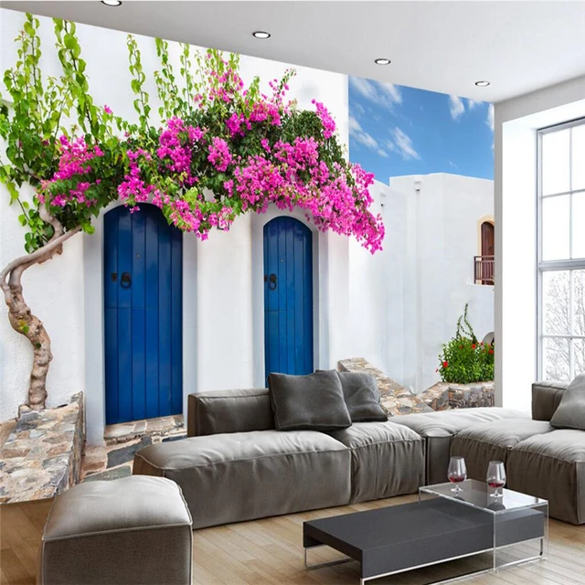 beibehang custom 3d wallpaper romantic warm greek santorini love sea