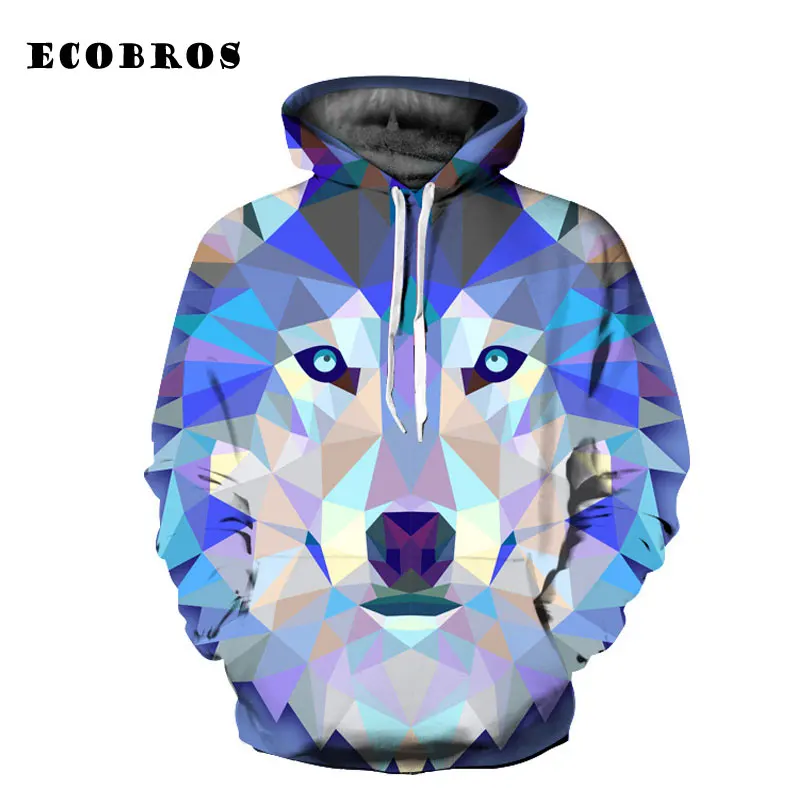 

Autumn Men/Woman Sweatshirt hoodie with hat Casual sky wolf printed pullovers 3D hoodies plus size lovers baseball tracksuit