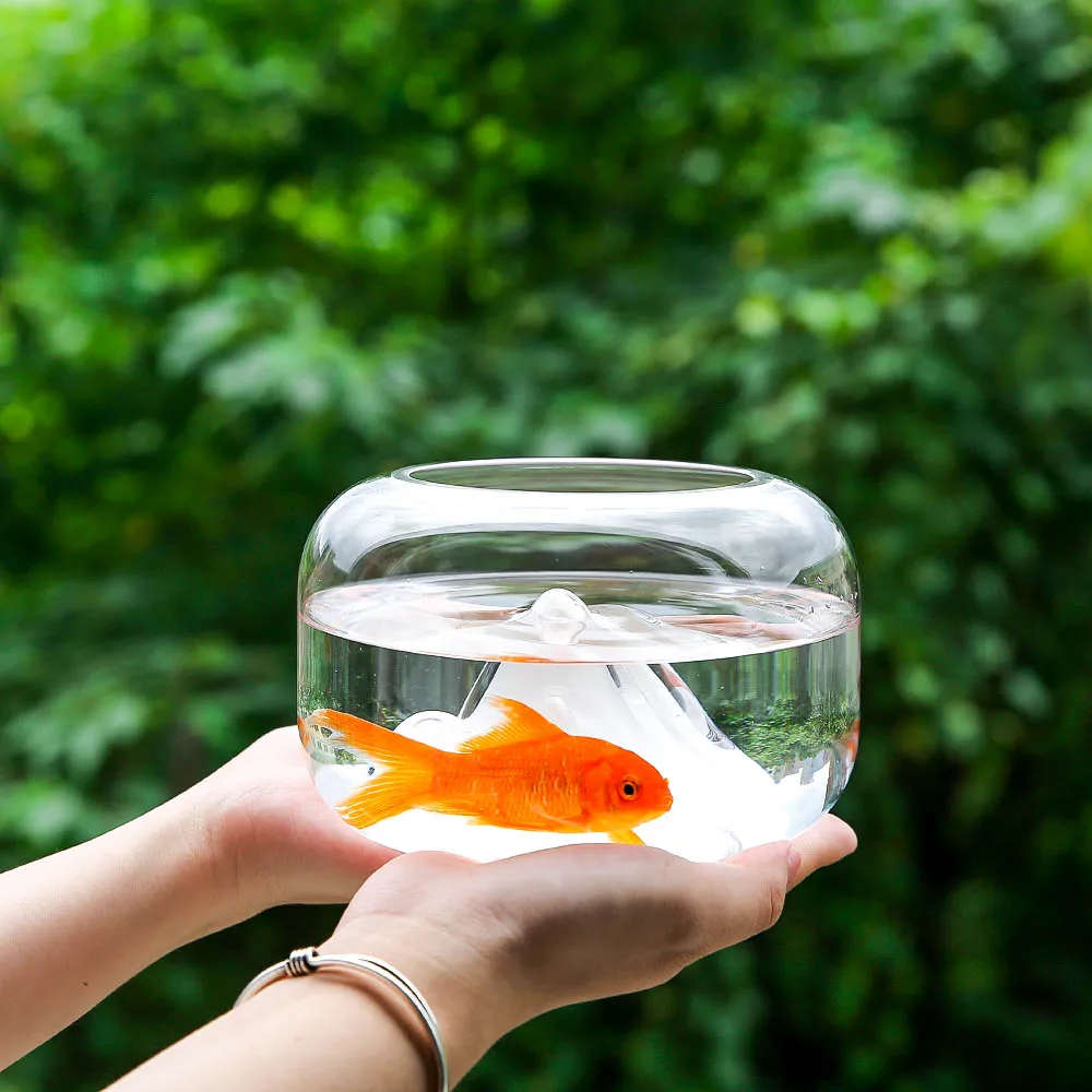 

Creative Transparent Glass Fish Bowl Snow Mountain Fish Tanks Desktop Micro Landscape Fish Jar Aquariums Pet Supplies Home Decor