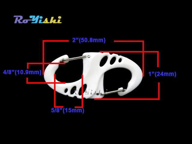 1000 шт/партия Белый S образный зажим для Паракорда Браслет Карабин 8 форма брелок наружная сумка Запчасти EDC инструмент и аксессуары