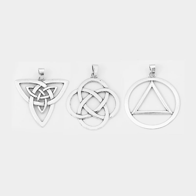 

3pcs Fashion Necklace Pendant Large Keltic Knot Triquetra Ethnic Tribe Symbol Pendant For Necklace Jewelry Making Material