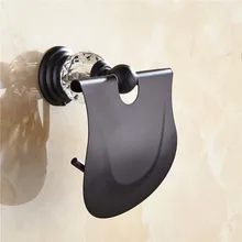 Auswind Европейский цинковый сплав черный масла Бронзовый Туалет Бумага держатель с крышкой кристалл настенный BN2