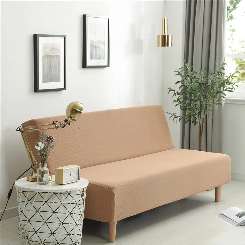 Вельветовый чехол для дивана, Толстый эластичный диван, чехол без подлокотника, складной раскладной диван-кровать, диван-кровать - Цвет: Sand color