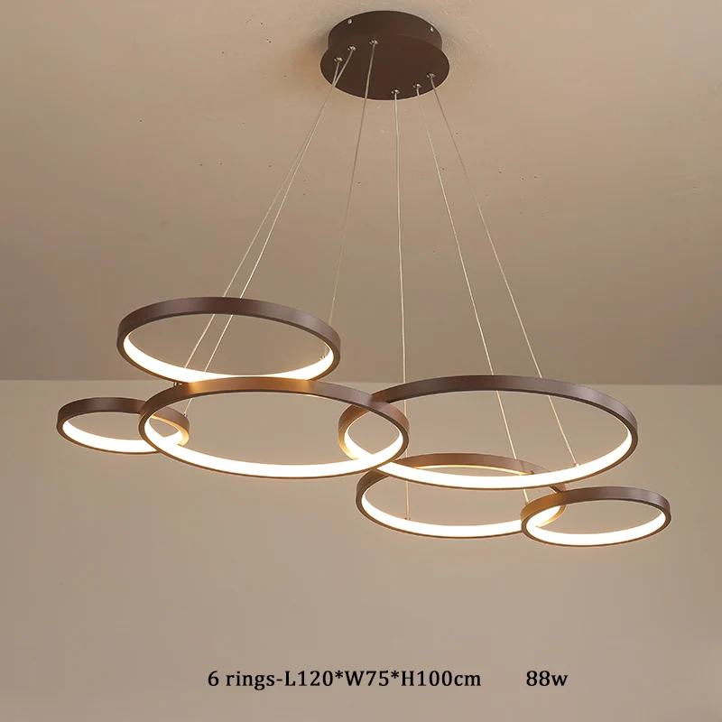 Креативные современные круглые люстры для гостиной, столовой, кухни, алюминиевая подвесная люстра - Цвет абажура: 6 rings