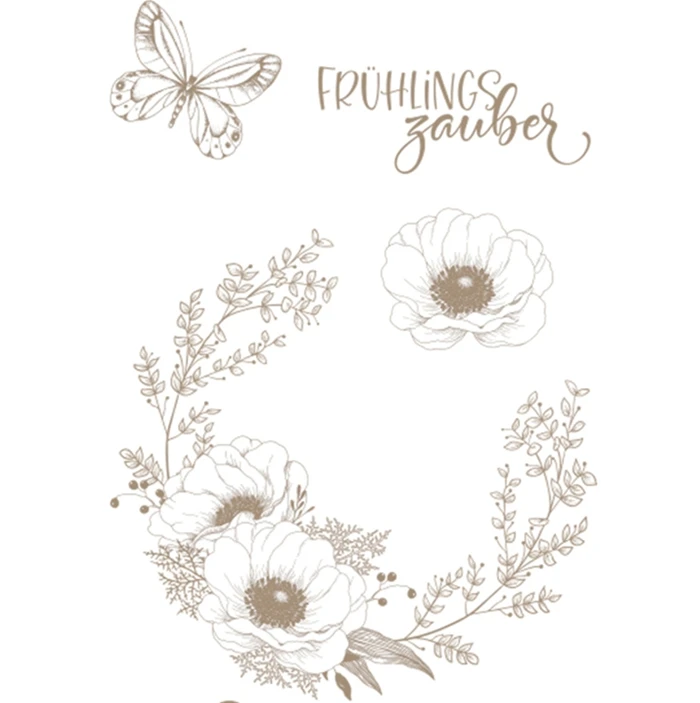 

CLEAR STAMP GERMAN flower DIY Scrapbook Card album paper craft silicon rubber roller transparent stamps 861