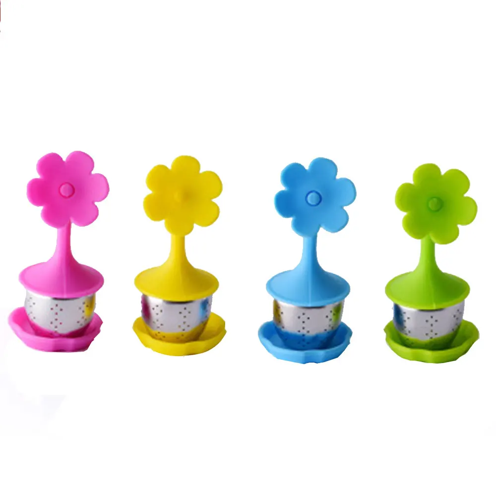 Buy 4pcs Silicone Tea Strainer Sweet Flower Pattern