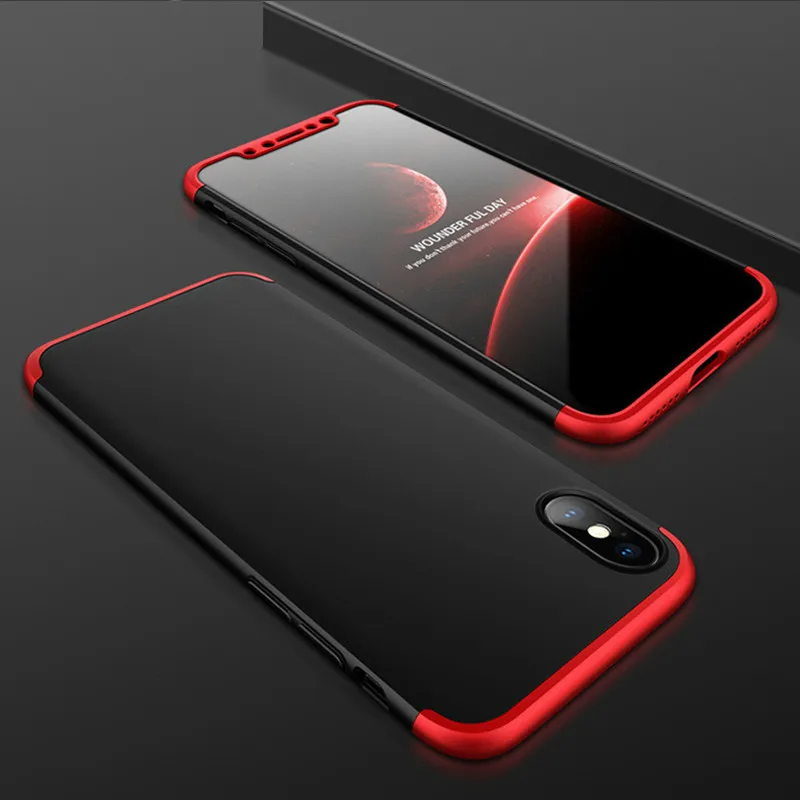 

Full Protection 3 In 1 Luxury Ultra Thin Contrast Color Phone Case Cover for Iphone Xs Max Xs Xr X 6 6s 7 8 Plus Anti-knock