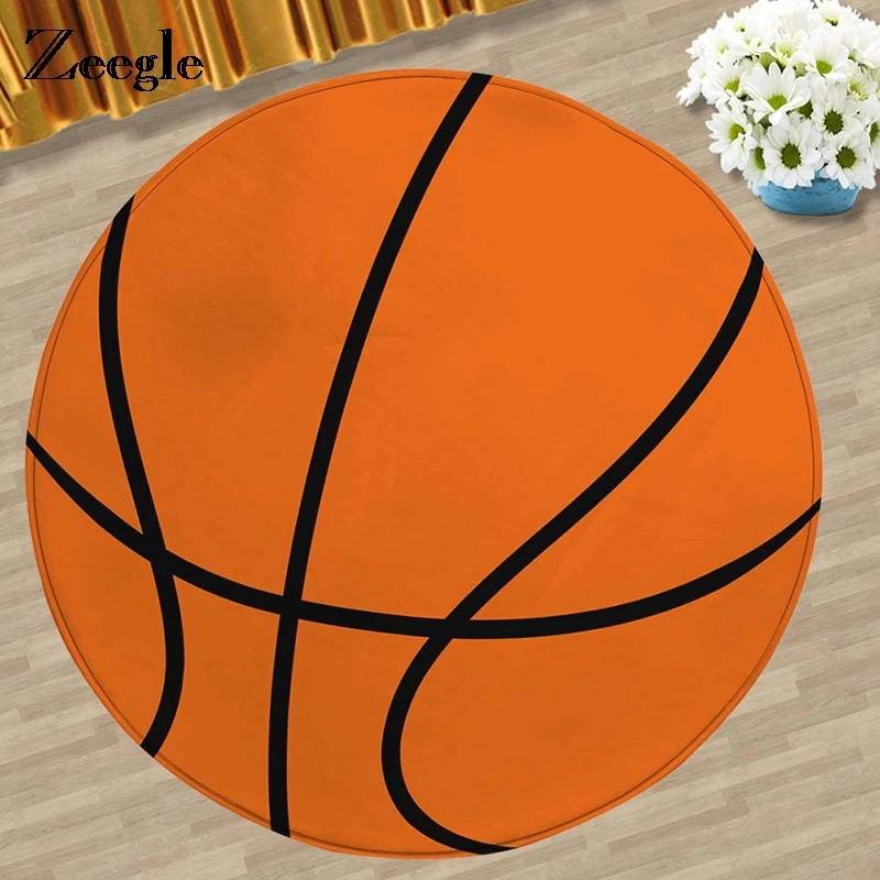 

Zeegle Round Floor Mat Ball Entrance Carpet Computer Chair Pad Football Basketball Living Room Mat Children Bedroom Rugs