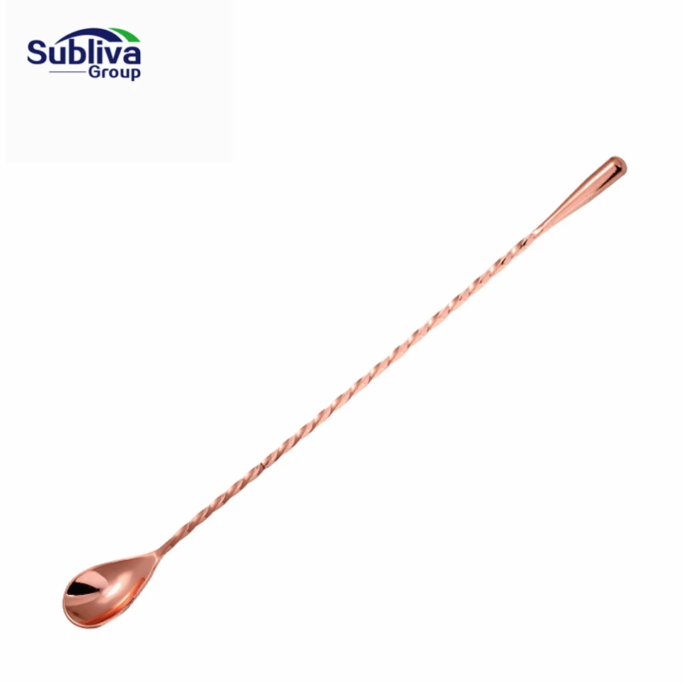 Copper Plated 450mm Long Teardrop Frosted Bar Spoon Drink Mixing Spoons