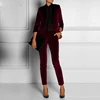 Bordeaux rouge velours femmes d'affaires bureau Tuxedos sur mesure costumes femmes Slim Fit Ternos formel bal partie pantalon Blazer costumes ensemble ► Photo 1/6
