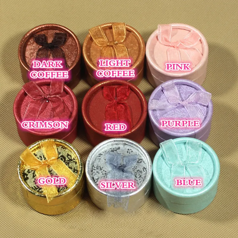 

9 color Jewelry storage box Firmly packed safe transport 24pcs Small Round Jewellery Gift Package Ring Hard Boxes Case Ring Box