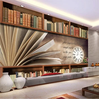 

beibehang Custom 3d wallpaper retro bookcase shelves wallpaper wallpaper background living room bedroom wall decoration