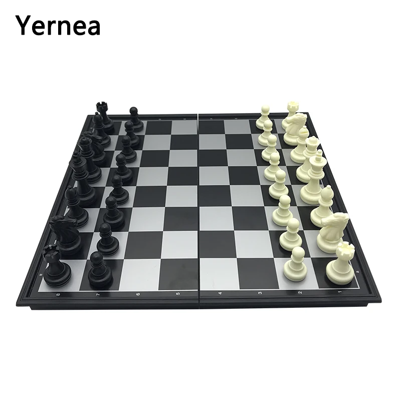 

Yernea New Chess Game and Checkers Backgammon Folding Magnetic Entertainment Strengthening Large Checkers Magnetic Chess Set