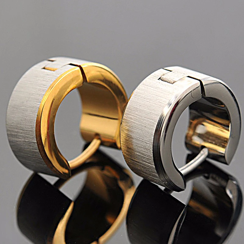 

AMUMIU Fashion Men earings Jewelry Brincos, Gold/Silver Color, 316l Stainless Steel Earrings, Ear Cuff Wholesale HZE013