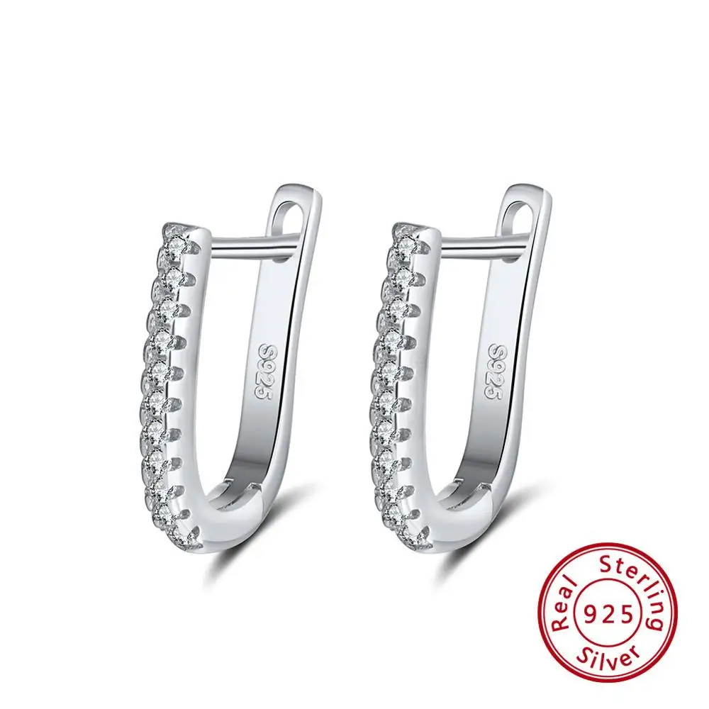 Effie queen Настоящее 925 пробы серебряные серьги-кольца с цирконом 12 мм геометрические серебряные серьги для женщин ювелирных изделий BE118 - Окраска металла: BE118