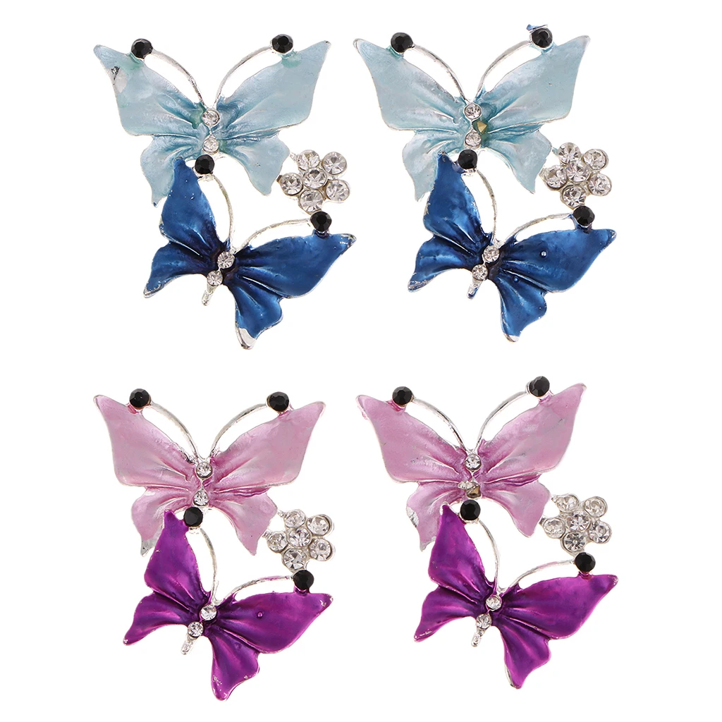 2Pcs Colorful Butterfly Rhinestone Flatbacks Crystal Flat Back Cabochon Buttons Scrapbooking Slime Charm DIY Embellishment Craft