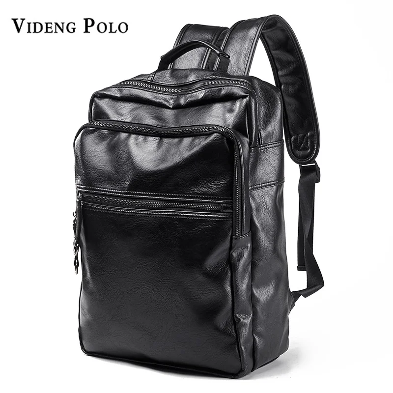 

VIDENG POLO Men Bag New Brand Leather Casual Man Laptop Backpack Fashion Satchel Male College Students School Bag Travel Mochila