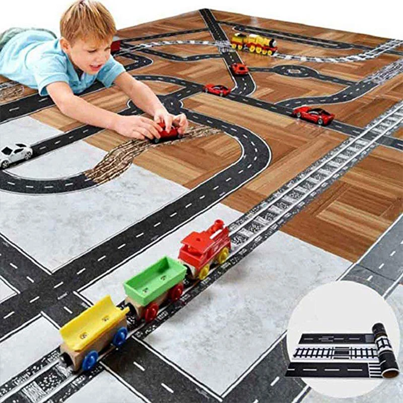 

Creative DIY Traffic Railway Road Tape Adhesive Tape Scrapbooking Label Craft Masking Tape For Kids Toy Car Play