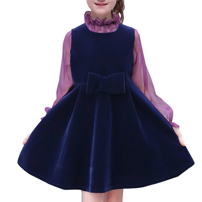 

Girl Dress Cotton Long Sleeve Comfortable dress for Kids Spring Clothes Cute Autumn Bow Outfits 6 8 10 12 Years Vestidos