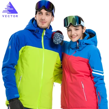 

Extra Thick Ski Synthetic Jacket Warm Hood Snow Sport Men Winter Coat Women Skiing Snowboard Outdoor Clothes Waterproof 2019 New