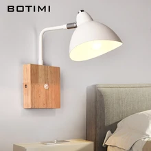 BOTIMI Nordic Wooden Wall Lamp For Bedroom Corridor Applique Murale Luminaire Modern Wall Sconce Indoor Home