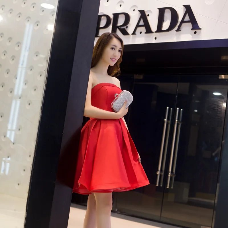 Vestidos De Fiesta красное короткое платье для женщин коктейльное Дешевое атласное