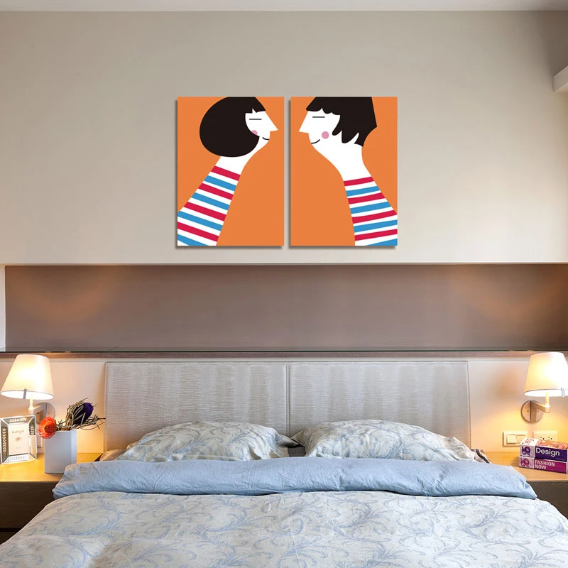 Vintage Camera Da Letto Arredata Amore Bacio Regalo Colorato Astratta Moderna Stampe Su Tela Quadro Di Arte Della Parete Pittura For Living Room Decor Art Painting India Art Chicksart Painting Picture Aliexpress